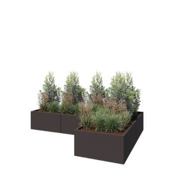 Pflanzkübel aus Stahl - L-Form - 240 x 160 x 40 cm - RAL7016 matte (anthrazitgrau) - Ohne Bodenplatte