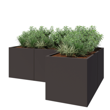 Pflanzkübel aus Stahl - L-Form - 240 x 160 x 80 cm - RAL7016 matte (anthrazitgrau) - Ohne Bodenplatte