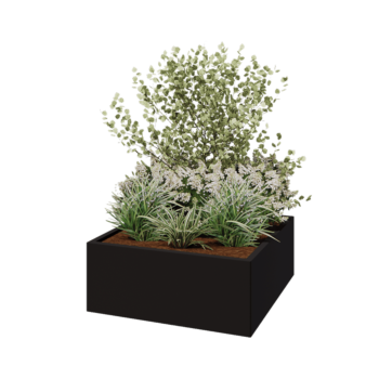 Pflanzkübel aus Stahl - Viereckig - 100 x 100 x 40 cm - RAL9005 matte (schwarz) - Ohne Bodenplatte