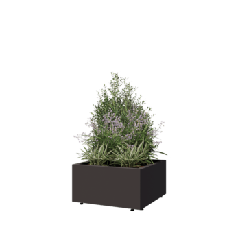 Pflanzkübel aus Stahl - Viereckig - 60 x 60 x 30 cm - RAL7016 matte (anthrazitgrau) - Mit Bodenplatte - Mit Füßen