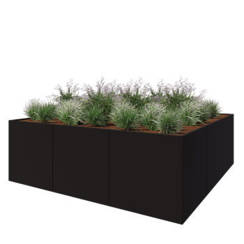 Hochbeet XXL aus Stahl - Viereckig - 300 x 300 x 100 cm - RAL9005 matte (schwarz) - Ohne Bodenplatte