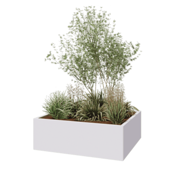 Pflanzkübel aus Stahl - Rechteckig - 120 x 100 x 40 cm - RAL9010 matte (weiß) - Ohne Bodenplatte