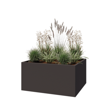 Pflanzkübel aus Stahl - Rechteckig - 120 x 100 x 60 cm - RAL7016 matte (anthrazitgrau) - Ohne Bodenplatte