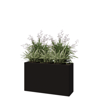 Pflanzkübel aus Stahl - Rechteckig - 100 x 30 x 60 cm - RAL9005 matte (schwarz) - Mit Bodenplatte