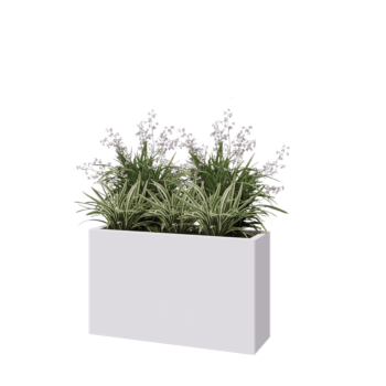 Pflanzkübel aus Stahl - Rechteckig - 100 x 30 x 60 cm - RAL9010 matte (weiß) - Mit Bodenplatte