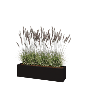 Pflanzkübel aus Stahl - Rechteckig - 120 x 30 x 30 cm - RAL9005 matte (schwarz) - Mit Bodenplatte