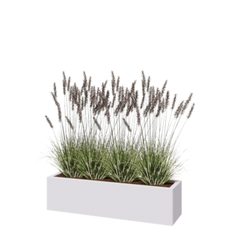 Pflanzkübel aus Stahl - Rechteckig - 120 x 30 x 30 cm - RAL9010 matte (weiß) - Mit Bodenplatte