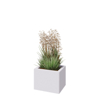 Pflanzkübel aus Stahl - Rechteckig - 40 x 30 x 30 cm - RAL9010 matte (weiß) - Mit Bodenplatte