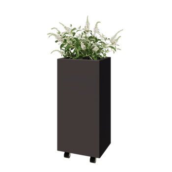 Pflanzkübel aus Stahl - Rechteckig - 40 x 30 x 80 cm - RAL7016 matte (anthrazitgrau) - Mit Bodenplatte - Mit Rollen