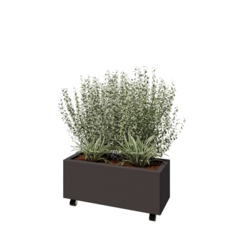 Pflanzkübel aus Stahl - Rechteckig - 80 x 30 x 30 cm - Andere RAL farbe - Mit Bodenplatte - Mit Rollen