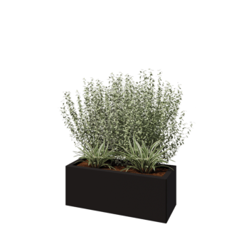 Pflanzkübel aus Stahl - Rechteckig - 80 x 30 x 30 cm - RAL9005 matte (schwarz) - Ohne Bodenplatte