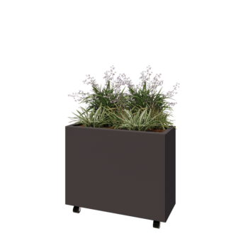 Pflanzkübel aus Stahl - Rechteckig - 80 x 30 x 60 cm - RAL7016 matte (anthrazitgrau) - Mit Bodenplatte - Mit Rollen