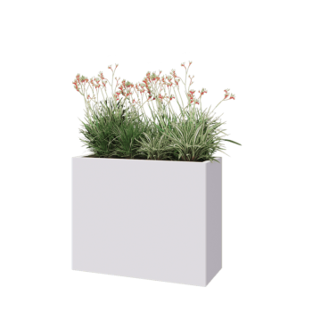 Pflanzkübel aus Stahl - Rechteckig - 100 x 40 x 80 cm - RAL9010 matte (weiß) - Mit Bodenplatte