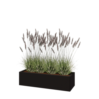 Pflanzkübel aus Stahl - Rechteckig - 120 x 40 x 30 cm - RAL9005 matte (schwarz) - Ohne Bodenplatte