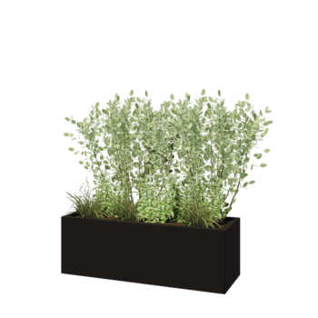 Pflanzkübel aus Stahl - Rechteckig - 120 x 40 x 40 cm - RAL9005 matte (schwarz) - Mit Bodenplatte