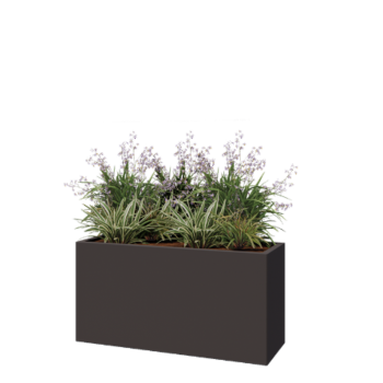 Pflanzkübel aus Stahl - Rechteckig - 120 x 40 x 60 cm - RAL7016 matte (anthrazitgrau) - Mit Bodenplatte