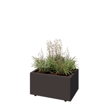 Pflanzkübel aus Stahl - Rechteckig - 60 x 40 x 30 cm - RAL7016 matte (anthrazitgrau) - Mit Bodenplatte - Mit Füßen