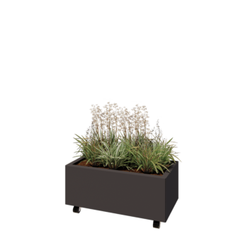 Pflanzkübel aus Stahl - Rechteckig - 80 x 40 x 30 cm - Andere RAL farbe - Mit Bodenplatte - Mit Rollen