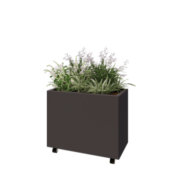 Pflanzkübel aus Stahl - Rechteckig - 80 x 40 x 60 cm - Andere RAL farbe - Mit Bodenplatte - Mit Rollen