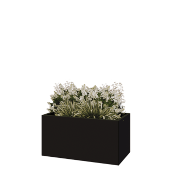 Pflanzkübel aus Stahl - Rechteckig - 100 x 50 x 50 cm - RAL9005 matte (schwarz) - Mit Bodenplatte