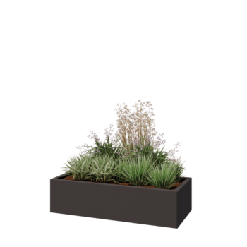 Pflanzkübel aus Stahl - Rechteckig - 120 x 50 x 30 cm - Andere RAL farbe - Mit Bodenplatte