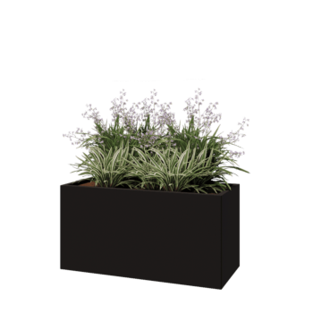 Pflanzkübel aus Stahl - Rechteckig - 120 x 50 x 60 cm - RAL9005 matte (schwarz) - Ohne Bodenplatte