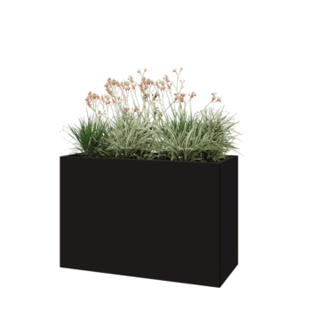Pflanzkübel aus Stahl - Rechteckig - 120 x 50 x 80 cm - RAL9005 matte (schwarz) - Mit Bodenplatte