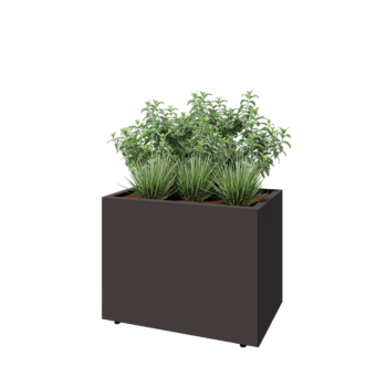 Pflanzkübel aus Stahl - Rechteckig - 80 x 50 x 60 cm - Andere RAL farbe - Mit Bodenplatte - Mit Füßen