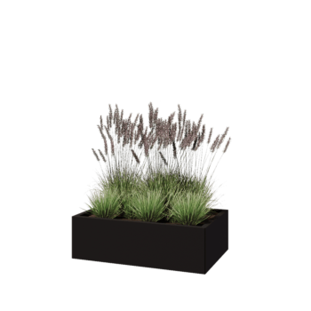 Pflanzkübel aus Stahl - Rechteckig - 100 x 60 x 30 cm - RAL9005 matte (schwarz) - Ohne Bodenplatte