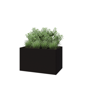 Pflanzkübel aus Stahl - Rechteckig - 100 x 60 x 60 cm - RAL9005 matte (schwarz) - Ohne Bodenplatte