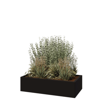 Pflanzkübel aus Stahl - Rechteckig - 120 x 60 x 30 cm - RAL9005 matte (schwarz) - Ohne Bodenplatte