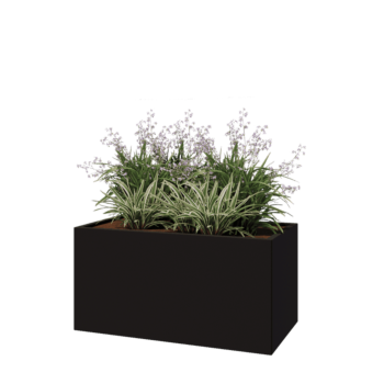 Pflanzkübel aus Stahl - Rechteckig - 120 x 60 x 60 cm - RAL9005 matte (schwarz) - Mit Bodenplatte