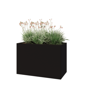 Pflanzkübel aus Stahl - Rechteckig - 120 x 60 x 80 cm - RAL9005 matte (schwarz) - Mit Bodenplatte