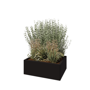 Pflanzkübel aus Stahl - Rechteckig - 80 x 60 x 30 cm - RAL9005 matte (schwarz) - Ohne Bodenplatte