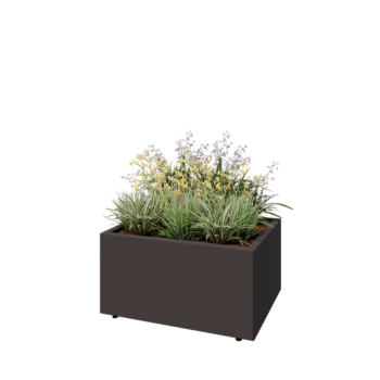 Pflanzkübel aus Stahl - Rechteckig - 80 x 60 x 40 cm - RAL7016 matte (anthrazitgrau) - Mit Bodenplatte - Mit Füßen