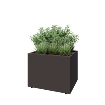 Pflanzkübel aus Stahl - Rechteckig - 80 x 60 x 60 cm - Andere RAL farbe - Mit Bodenplatte - Mit Füßen