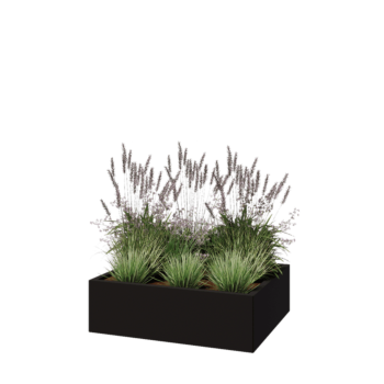 Pflanzkübel aus Stahl - Rechteckig - 100 x 80 x 30 cm - RAL9005 matte (schwarz) - Ohne Bodenplatte