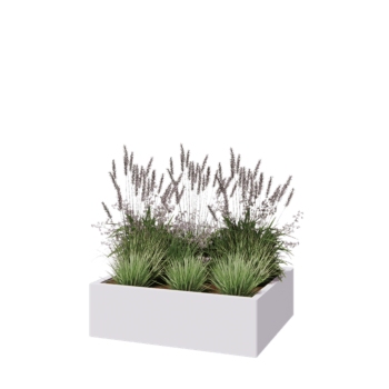 Pflanzkübel aus Stahl - Rechteckig - 100 x 80 x 30 cm - RAL9010 matte (weiß) - Mit Bodenplatte