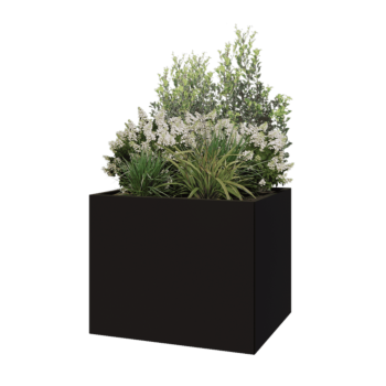 Pflanzkübel aus Stahl - Rechteckig - 100 x 80 x 80 cm - RAL9005 matte (schwarz) - Ohne Bodenplatte