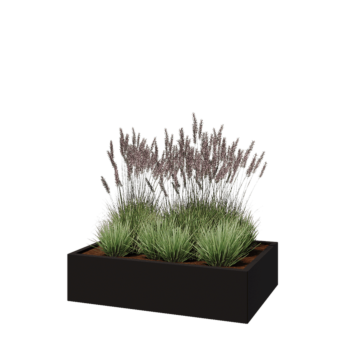 Pflanzkübel aus Stahl - Rechteckig - 120 x 80 x 30 cm - RAL9005 matte (schwarz) - Ohne Bodenplatte