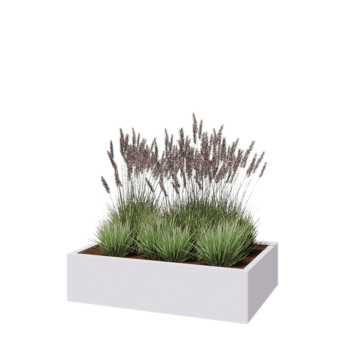 Pflanzkübel aus Stahl - Rechteckig - 120 x 80 x 30 cm - RAL9010 matte (weiß) - Ohne Bodenplatte