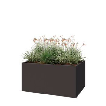 Pflanzkübel aus Stahl - Rechteckig - 120 x 80 x 60 cm - RAL7016 matte (anthrazitgrau) - Mit Bodenplatte