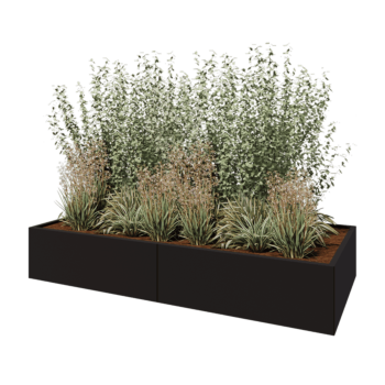 Hochbeet XXL aus Stahl - Rechteckig - 240 x 100 x 40 cm - RAL9005 matte (schwarz) - Mit Bodenplatte