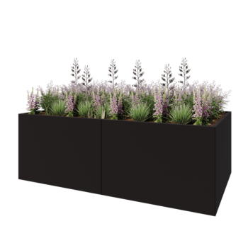 Hochbeet XXL aus Stahl - Rechteckig - 240 x 120 x 80 cm - RAL9005 matte (schwarz) - Mit Bodenplatte