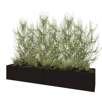 Hochbeet XXL aus Stahl - Rechteckig - 240 x 50 x 40 cm - RAL9005 matte (schwarz) - Mit Bodenplatte