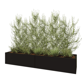 Hochbeet XXL aus Stahl - Rechteckig - 240 x 60 x 40 cm - RAL9005 matte (schwarz) - Mit Bodenplatte