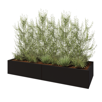 Hochbeet XXL aus Stahl - Rechteckig - 240 x 80 x 40 cm - RAL9005 matte (schwarz) - Ohne Bodenplatte