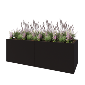 Hochbeet XXL aus Stahl - Rechteckig - 240 x 80 x 80 cm - RAL9005 matte (schwarz) - Mit Bodenplatte