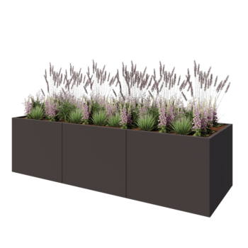 Hochbeet XXL aus Stahl - Rechteckig - 300 x 100 x 80 cm - RAL7016 matte (anthrazitgrau) - Mit Bodenplatte