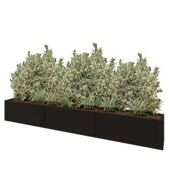 Hochbeet XXL aus Stahl - Rechteckig - 300 x 30 x 40 cm - RAL9005 matte (schwarz) - Ohne Bodenplatte